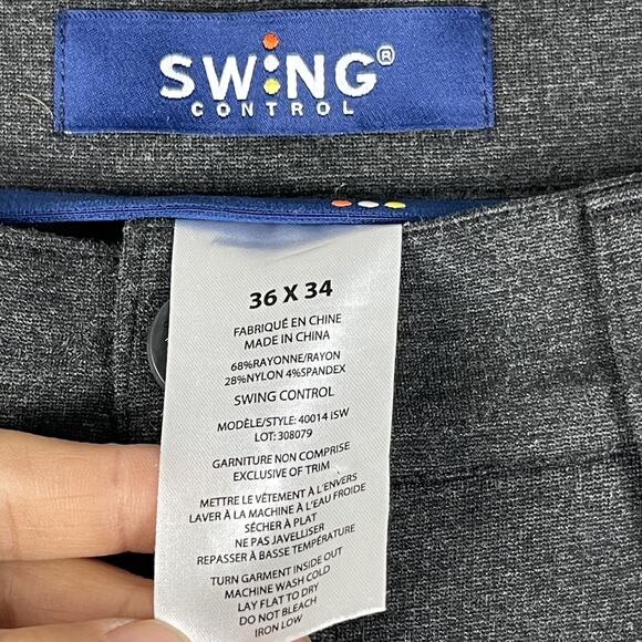 Swing Control Golf Pants Mens 34x32 Gray Ponte Stretch Straight Performance - Picture 5 of 14